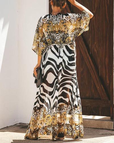 Chiffon Loose Mid-length Leopard Print Cardigan