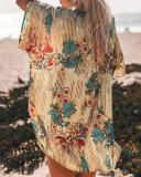 Floral Print Buttoned Cover Up