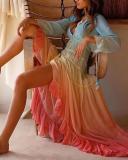 Layered V-Neck Multicolor Maxi Dresses