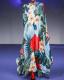 Women Vintage Plus Size Flower Print Half Sleeve Maxi Dress