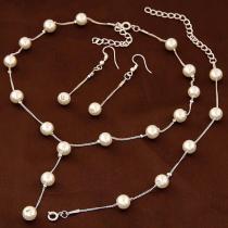 Elegant Pearl Necklace Bracelet Earring Set