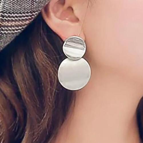 Metal Double Round Earrings
