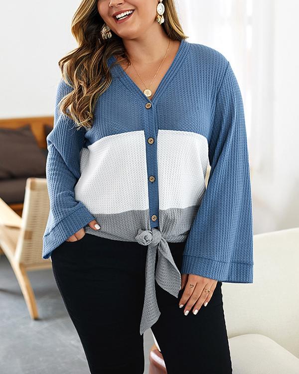 Plus Size Stitching Loose Sweater