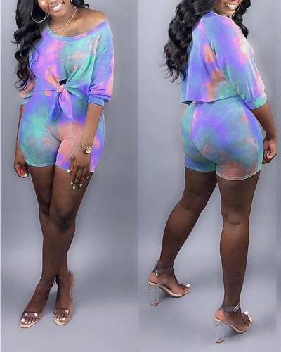 Tie-dye Printing Casual Two-piece Suit