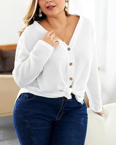 Plus Size Solid Color Sweater Blouse