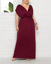Sexy Solid Color V-neck Loose-fitting Dress