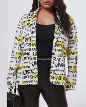 Casual Letter Printed White Jacket