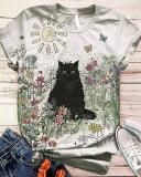 Plus Size Animal Printed Short Sleeve Crew Neck Casual Shirts & Tops