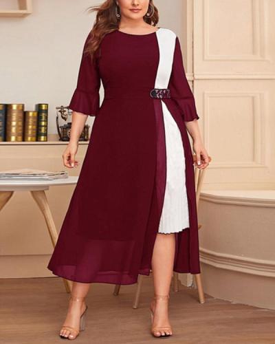 Plus Size Chiffon Stitching Slim One-piece Dress