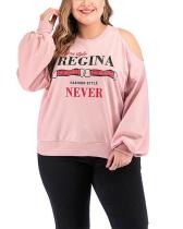Off-the-shoulder Casual Letter Printing Long-sleeved Plus Size Sweatshirts