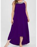 Plus Size Casual Color Block Tunic Halter Dress