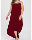 Plus Size Casual Color Block Tunic Halter Dress