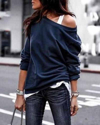 One Shouder Casual Soft Long Sleeve T-Shirts