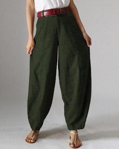 Casual Solid Color Pockets Harem Pants For Women