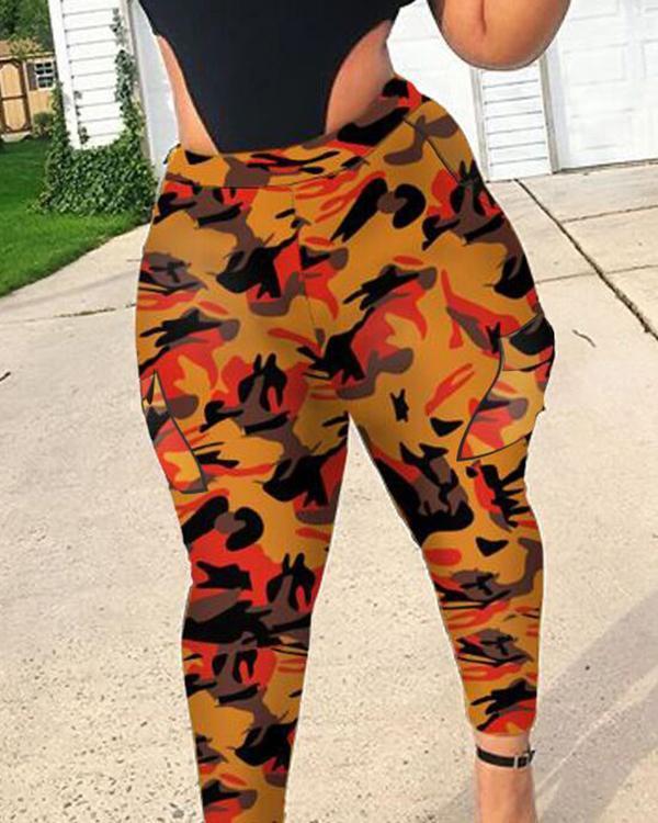 US$ 38.90 - Casual Camo Print Army Green Plus Size Pants - www.vivisilk.com