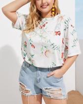 Plus Size Hot Summer Short-sleeved Printed Cotton T-shirt Top