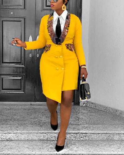 Women Blazer African Dress Asymmetrical Bodycon Plus Size Ankara Dresses