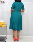 Solid Color Pleated Dress with Belt