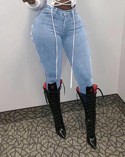 Chic Stretch Plus Size Skinny Ripped Jeans