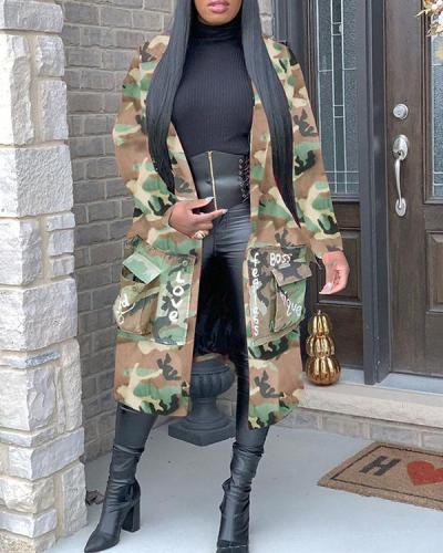 Camouflage Print Patch Coat