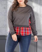T-shirt Top Fake Two Piece Stitching Slim Round Neck Long Sleeve Sweatshirt