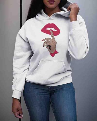 Casual Hooded Collar Letter Print Plus Size Hoodie