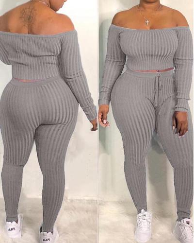 Fashion Casual Off Shoulder Sexy Two-piece Suit