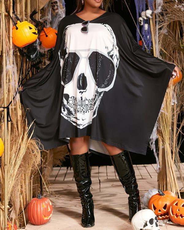 Halloween Skull Cape Cloak Dress