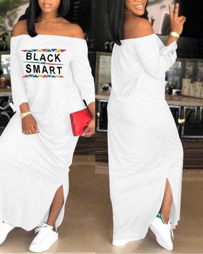 One-word Neck Long Sleeve Maxi Dress