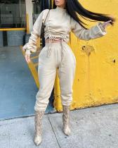 Plus Size Tie Up Long Sleeve Top & Pants