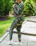 Casual Camouflage Print Hoodies Vest Pants Three-piece Suit