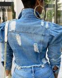Splicing Short Jacket Women's Trend Plus Size Denim Jacket