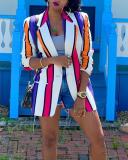 Fashion Contrast Color Stripes Jacket