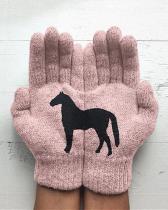 Horse Print Polyester Gloves