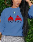 Fashion Christmas Print Basic O Neck Tops