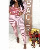 Fashion Sexy Christmas Themed Striped Jumpsuit