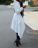 Irregular Hem Zipper Hoodie Top