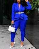 Fashion Ruffled Professional Uniform Casual Two-piece Suit