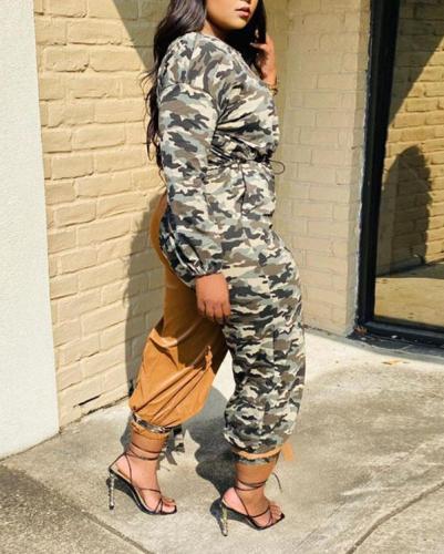 Camouflage Hit Color Sports Casual Suit