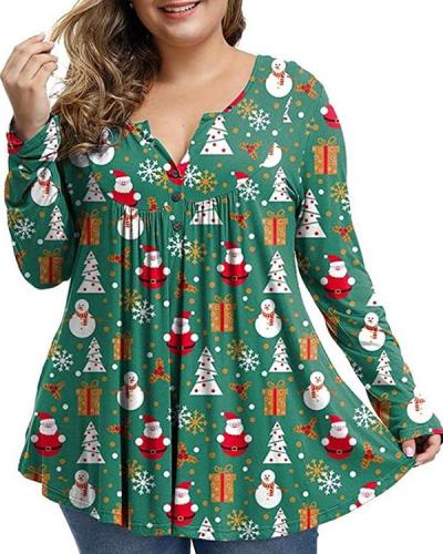 Long-sleeved Christmas Casual Elegant Waist Shirt