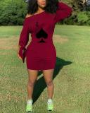 Knotted Oblique Shoulder Solid Color Dress