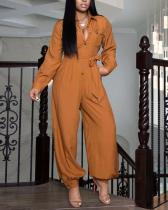Casual Solid Color Jumpsuit With Belt