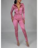 Casual Solid Color Shiny Long Sleeve Suit