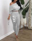 Sports Leisure Letter Print Two-piece Suits