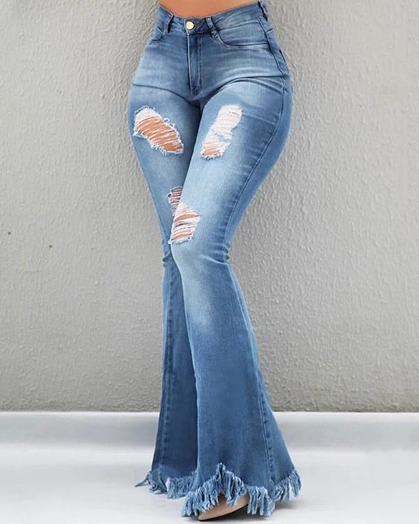 Slim-fit Denim Flared Jeans
