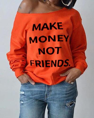 Slogan Boat-Neck Sweatshirt