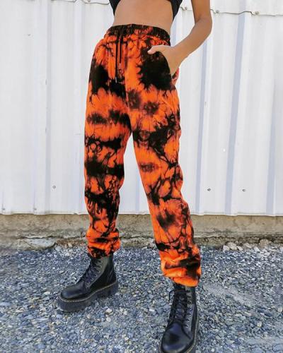 Tie-dyed High-waisted Harem Trousers Pants