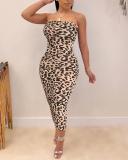 Leopard Cardigan Bandeau Dress Set
