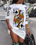 2PCS Printed Fashion Sweater T-shirt Long Dress