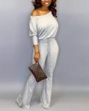 Fashion Casual Solid Color Bat Sleeve Jumpsuit